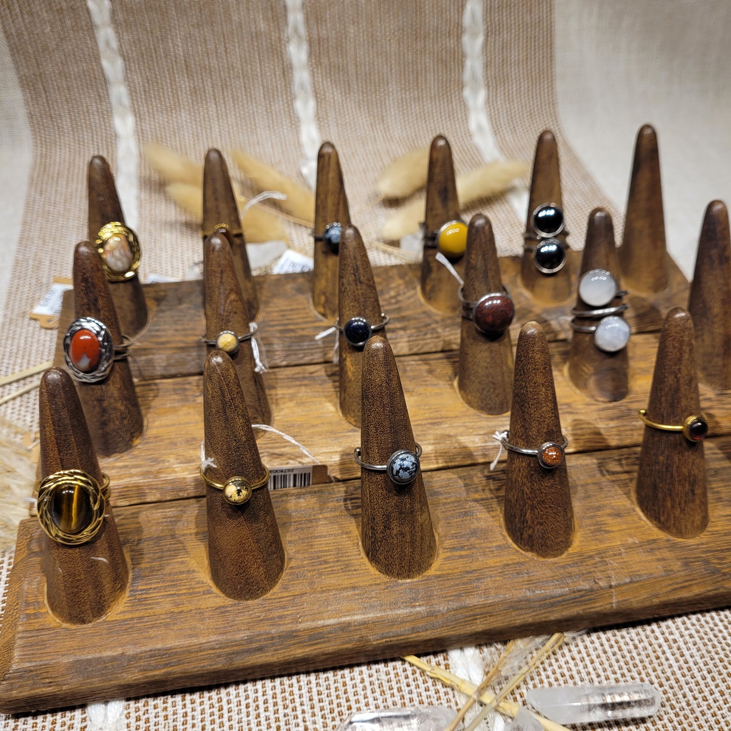 Handmade adjustable ethical crystal rings