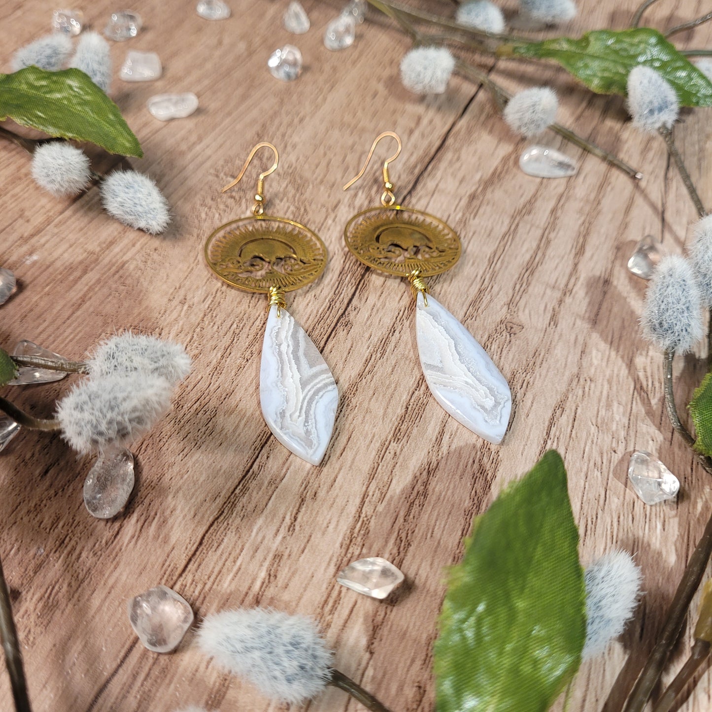 Blue Lace Agate Earrings