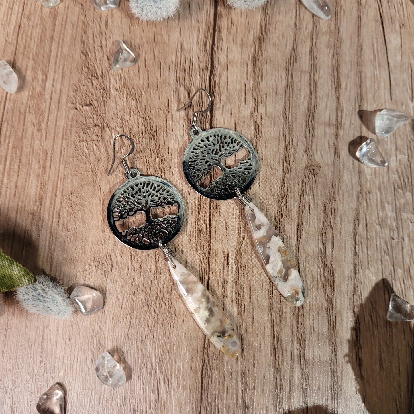 Flower Agate Earrings