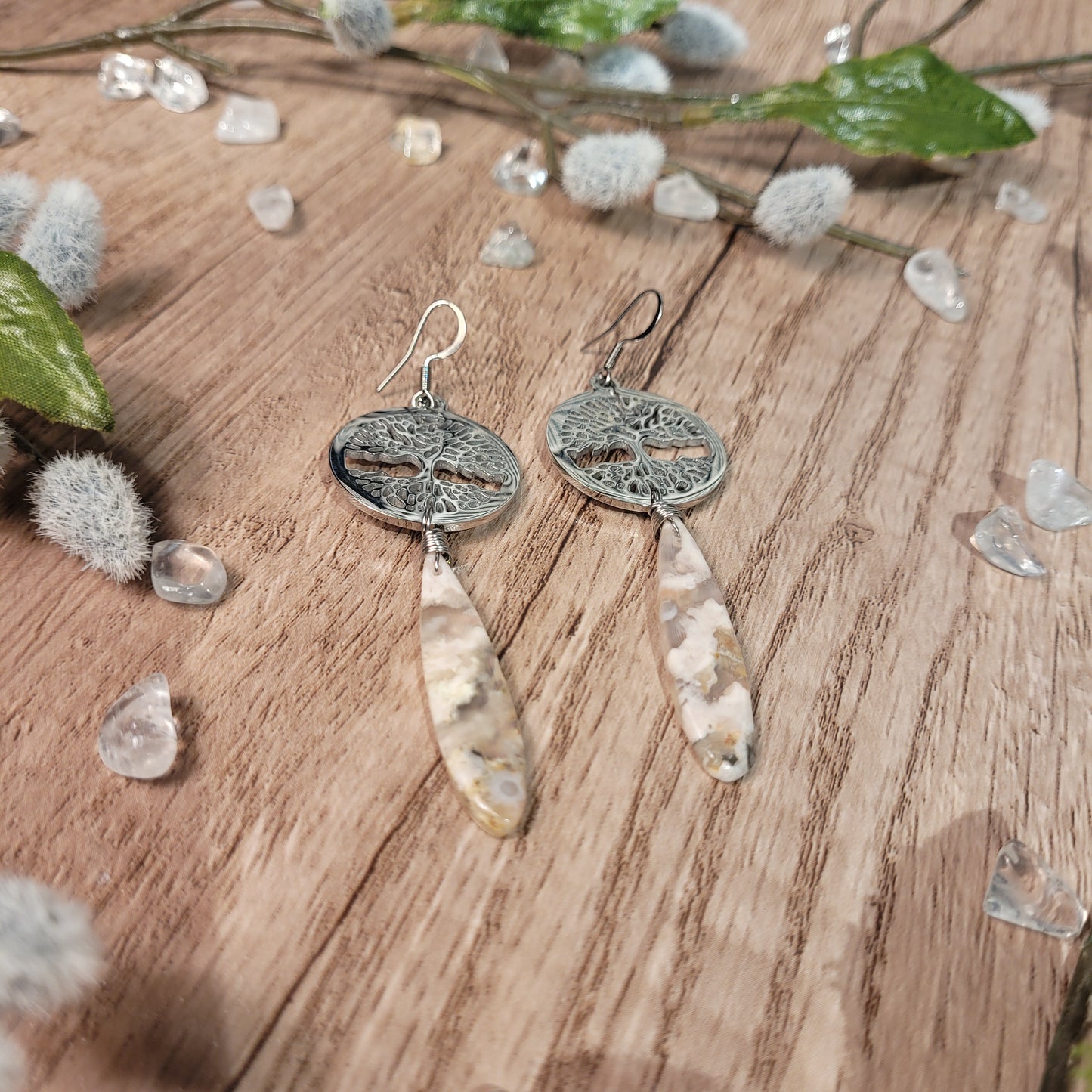 Flower Agate Earrings