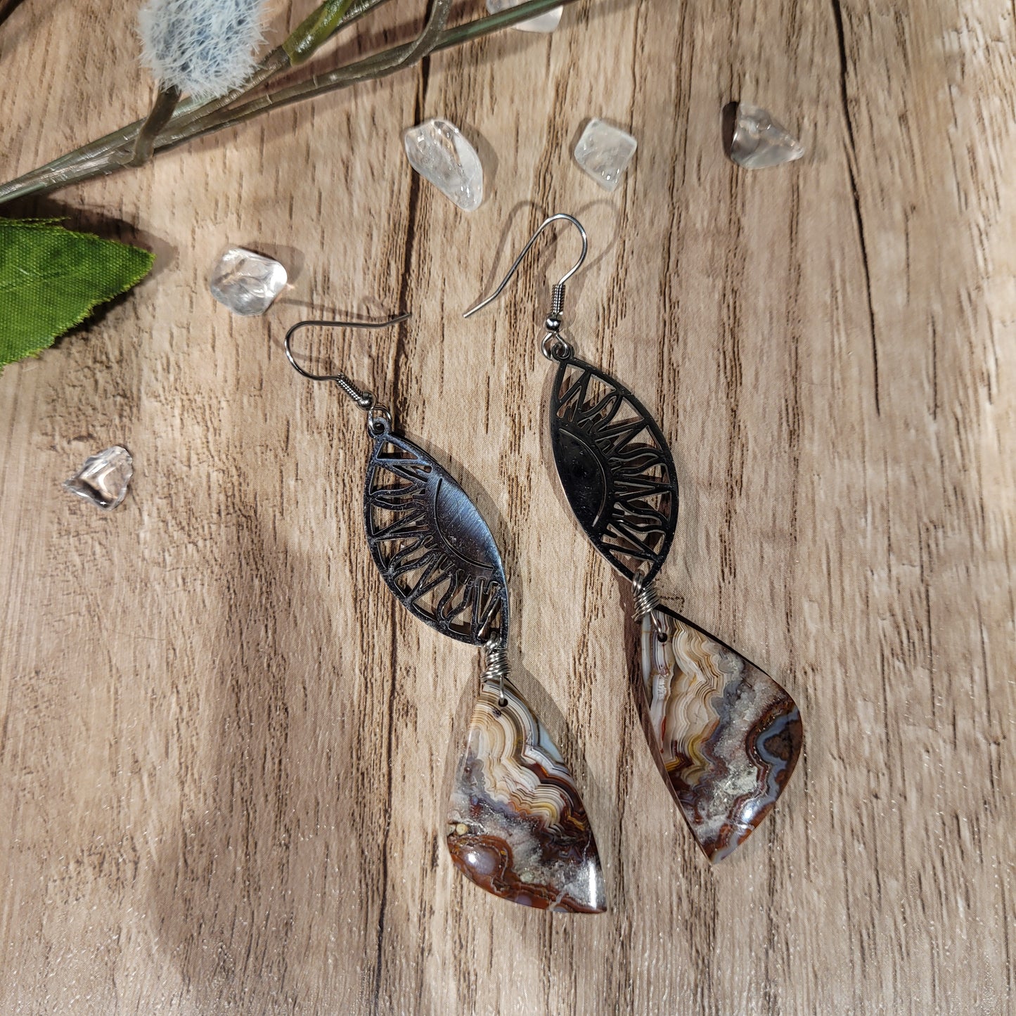 Laguna Lace Agate Earrings