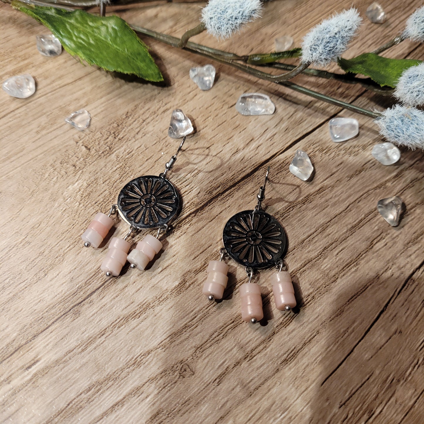 Pink Opal Earrings