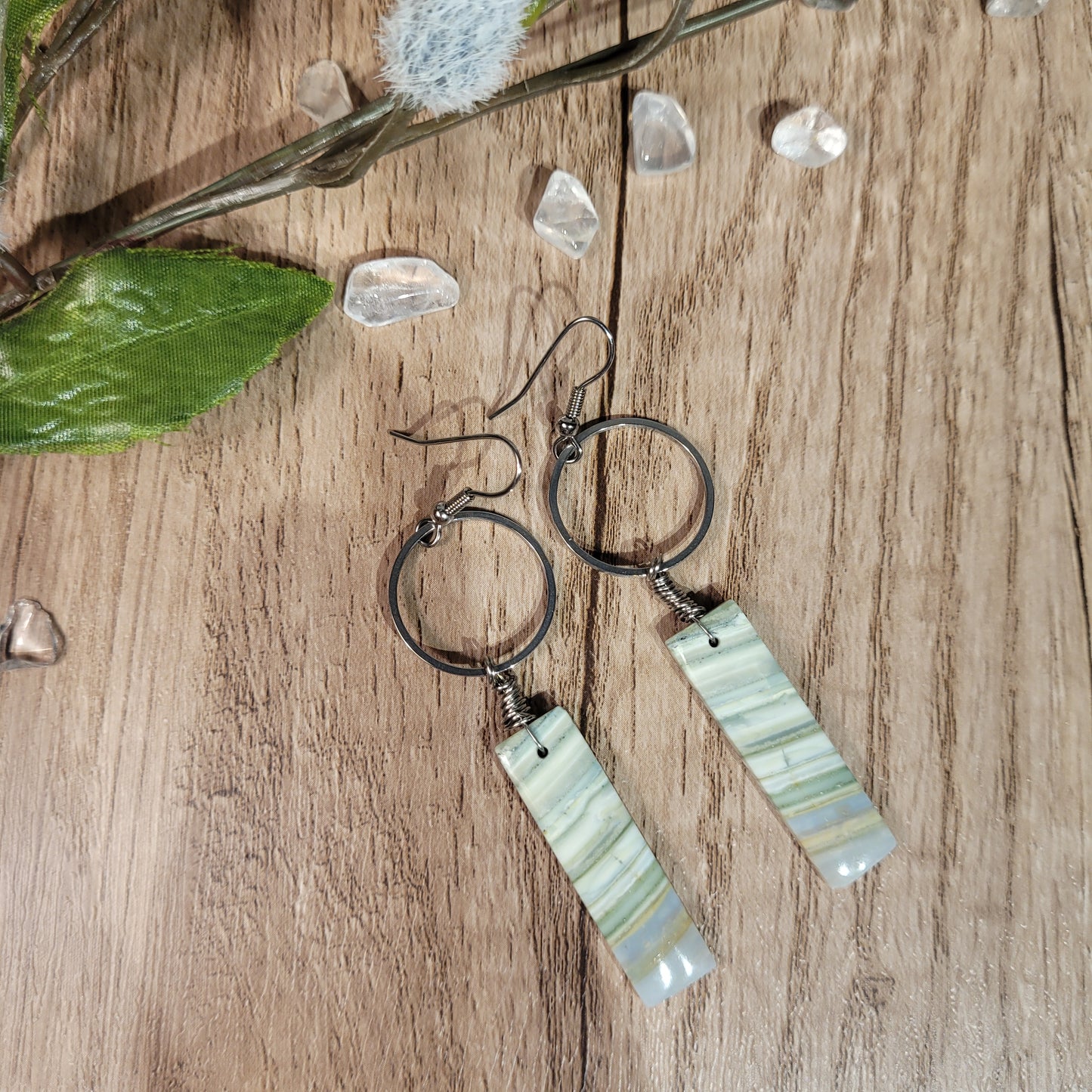 Green Lace Agate Earrings