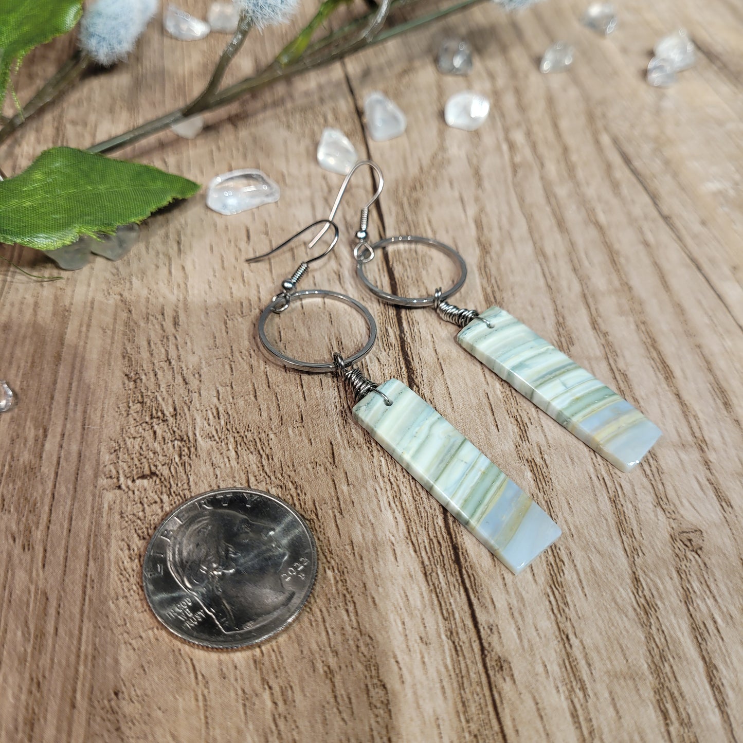 Green Lace Agate Earrings