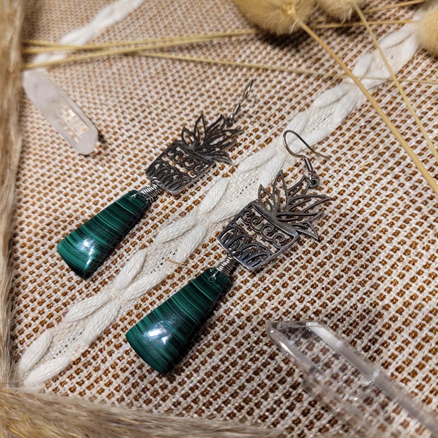 Handmade crystal stone rock earrings