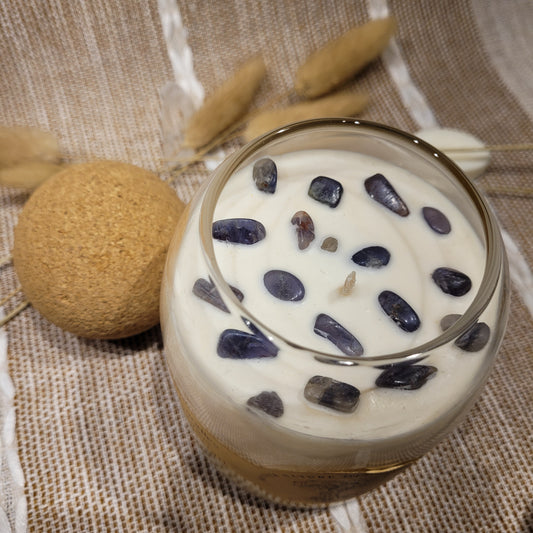 Handmade Soy Wax Cork Ball Top Crystal Candle