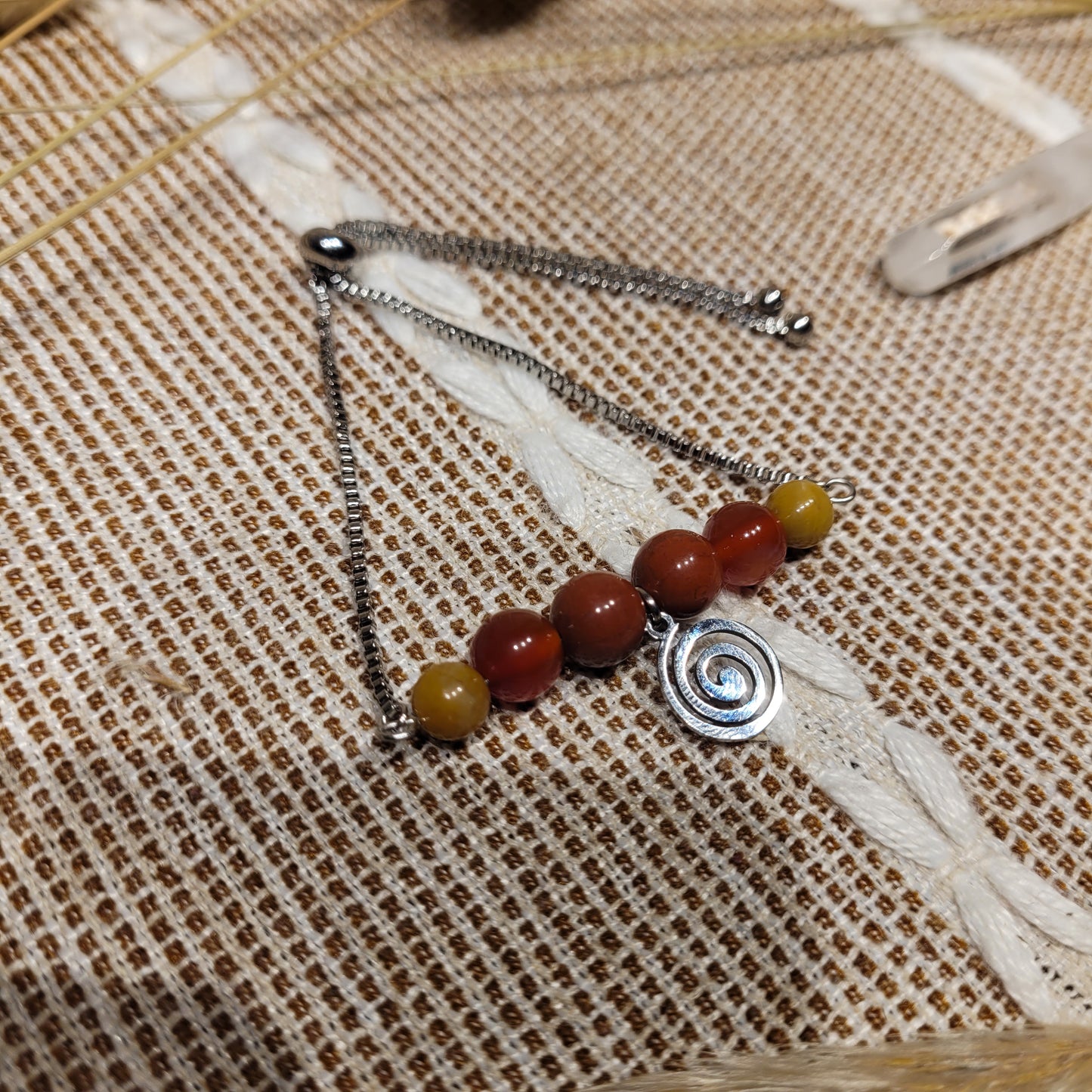 Handmade red jasper carnelian yellow aventurine crystal jewelry bracelet
