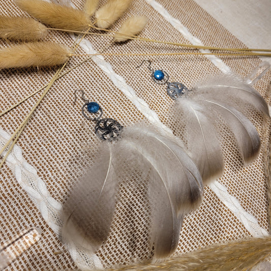 Blue Apatite Feather Earrings