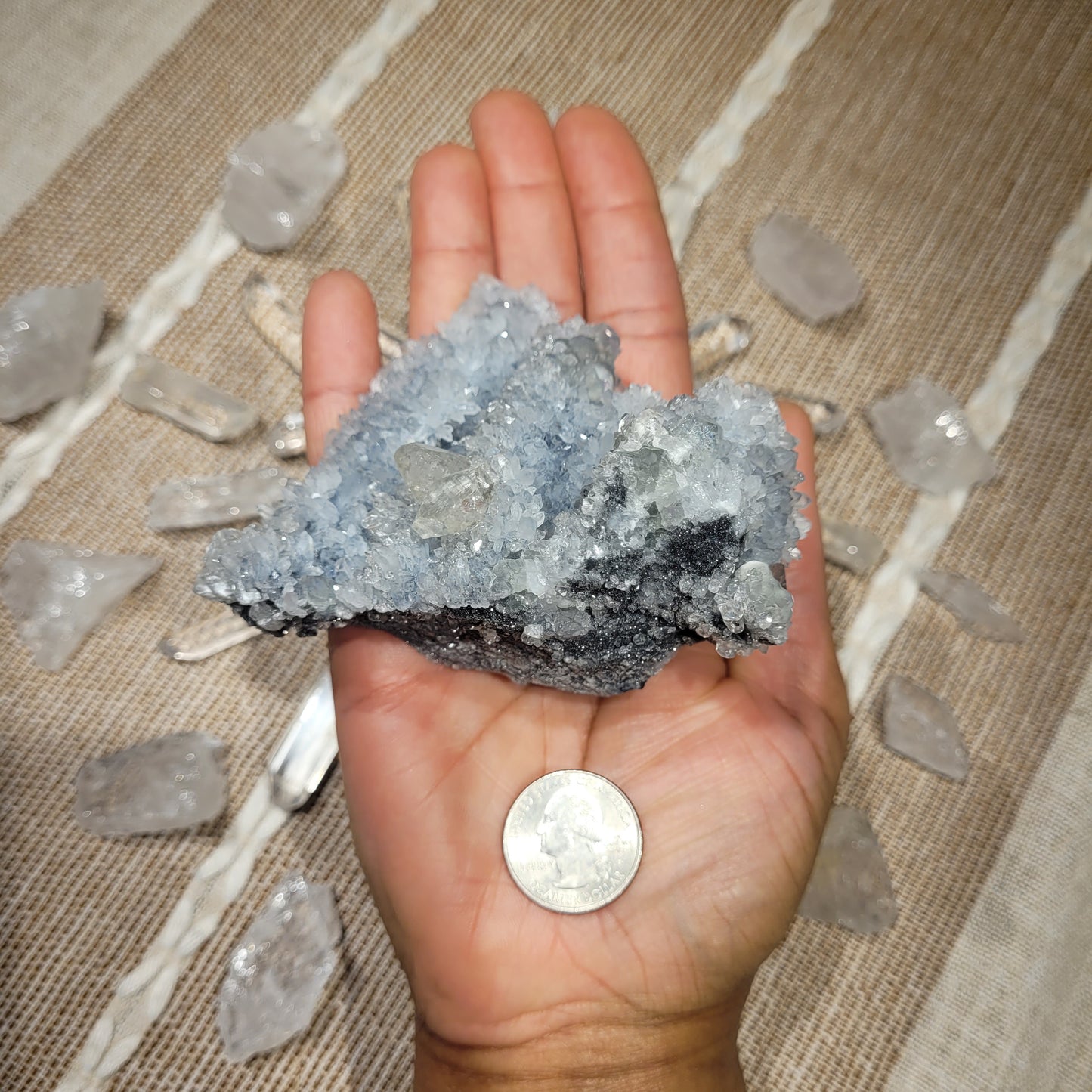 Quartz Fluorite Calcite Black Chalcedony Cluster