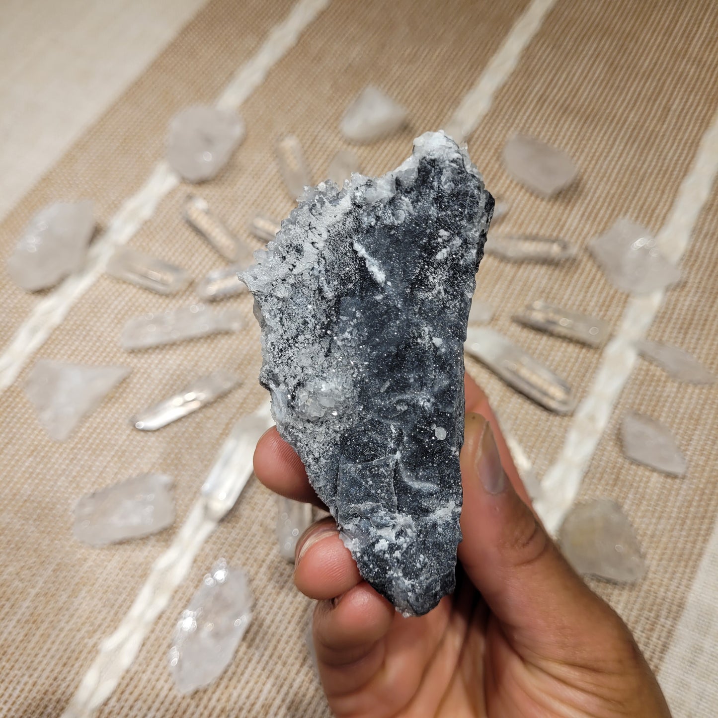 Quartz Fluorite Calcite Black Chalcedony Cluster