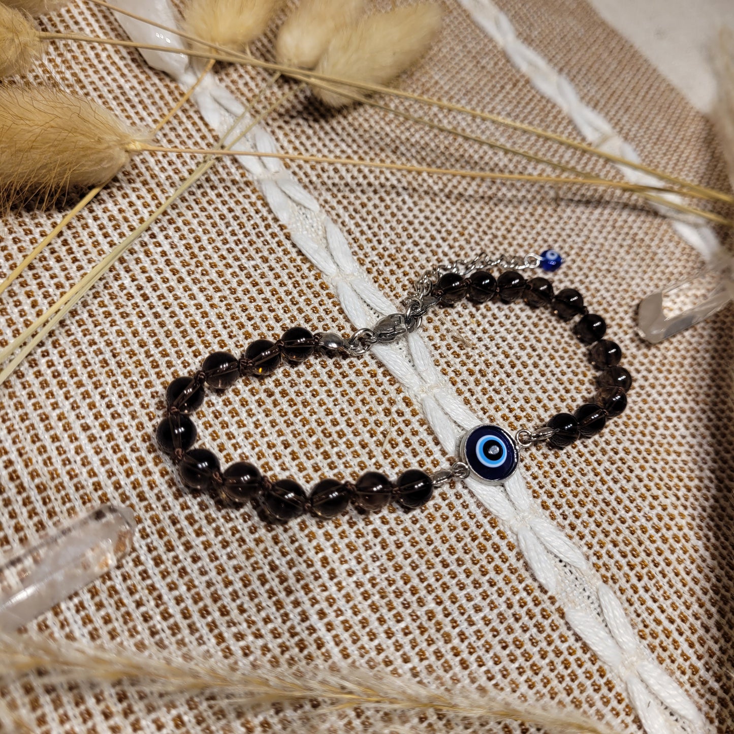 Smoky Quartz Evil Eye Anklet