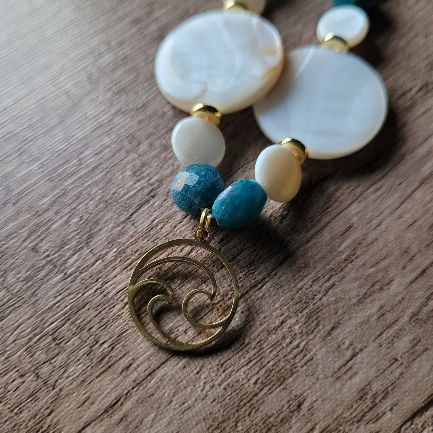 Blue Apatite Mother of Pearl Necklace