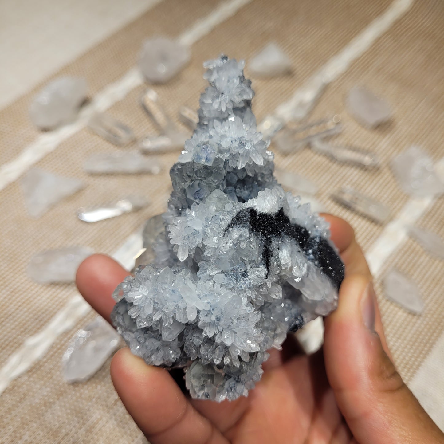 Quartz Fluorite Calcite Black Chalcedony Cluster