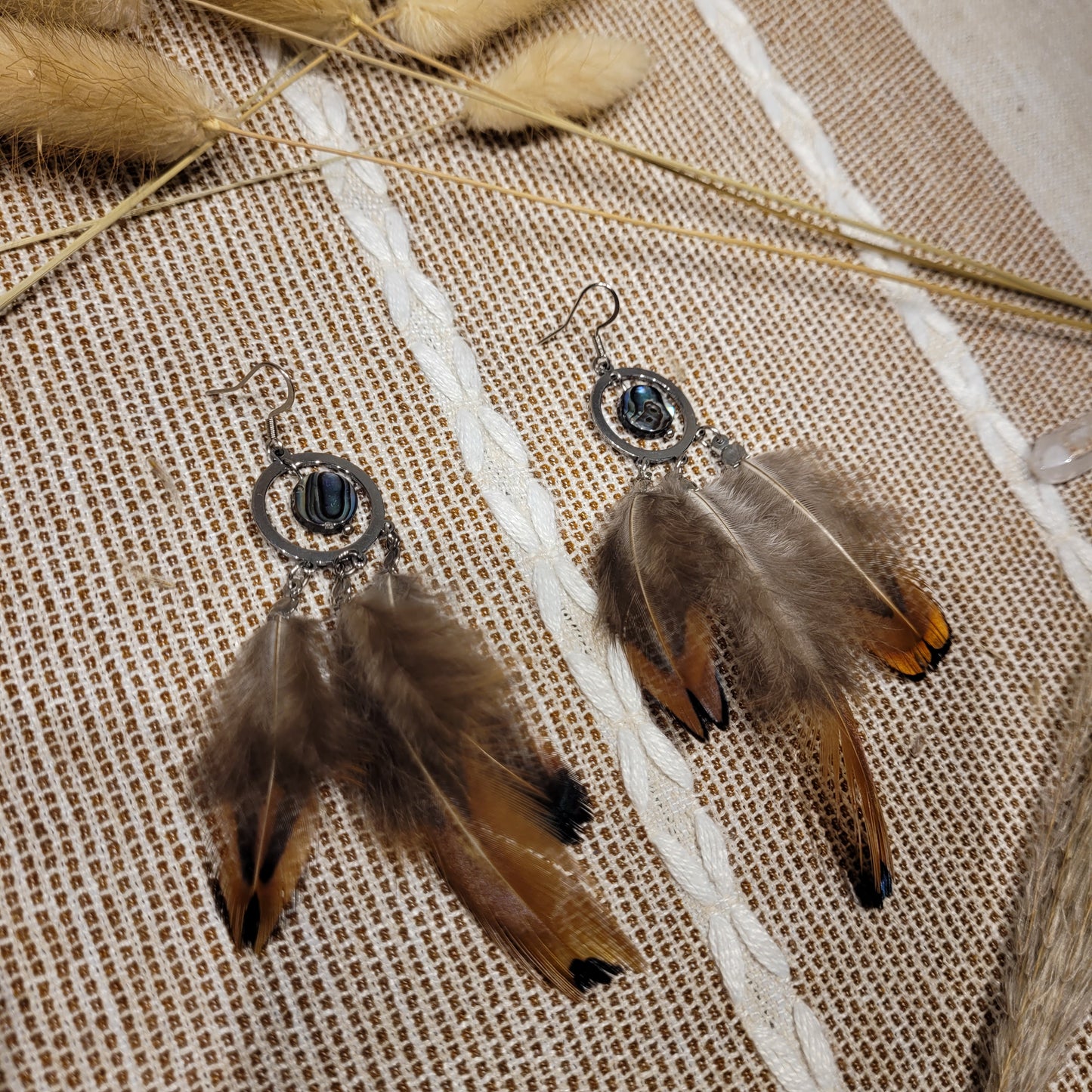 Abalone Feather Earrings