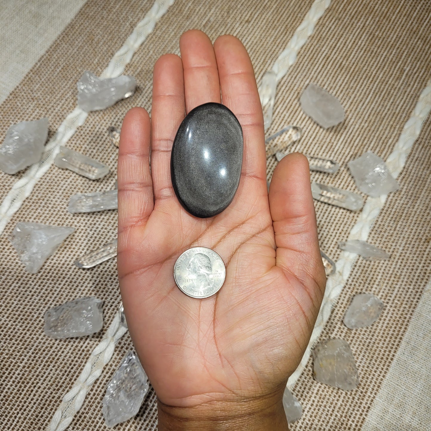 Silver Sheen Obsidian Palmstone