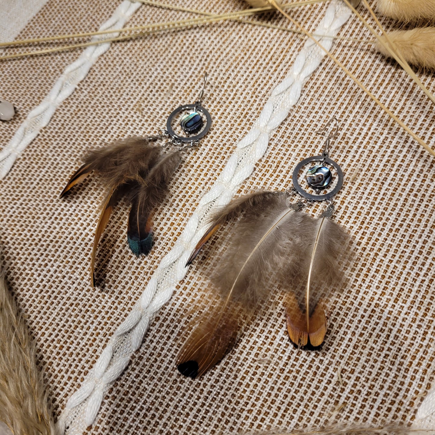 Abalone Feather Earrings