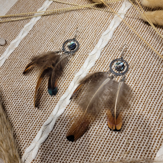 Abalone Feather Earrings