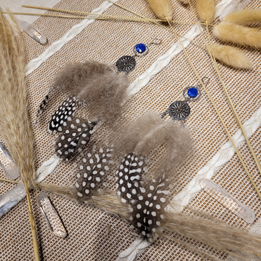 Lapis Lazuli Feather Earrings