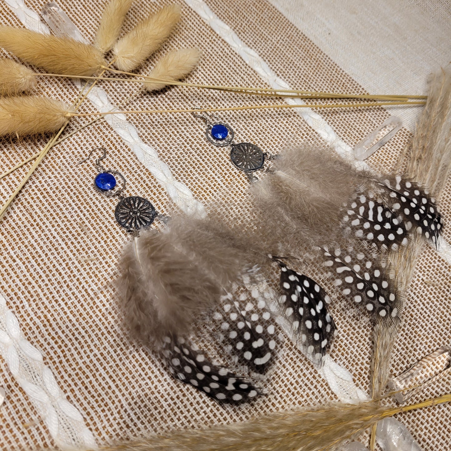 Lapis Lazuli Feather Earrings
