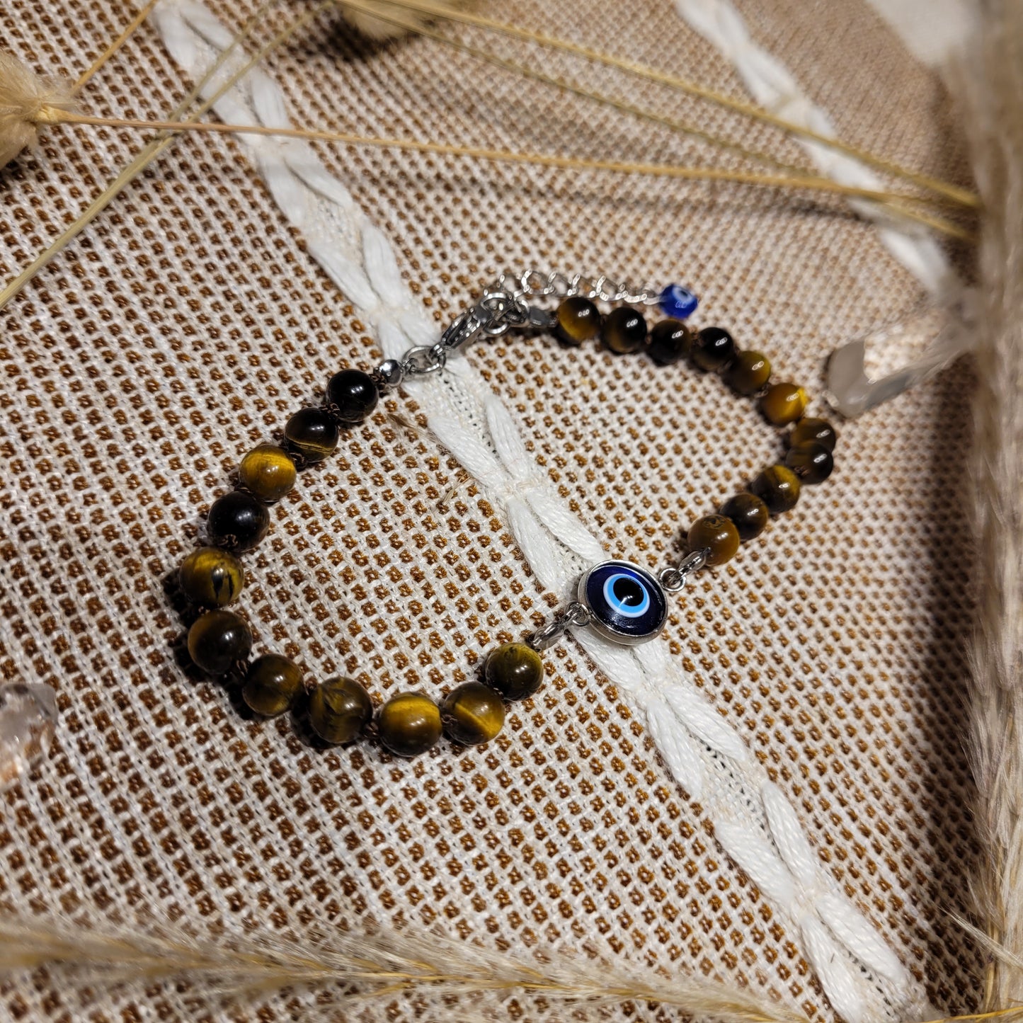 Tigers Eye Evil Eye Anklet