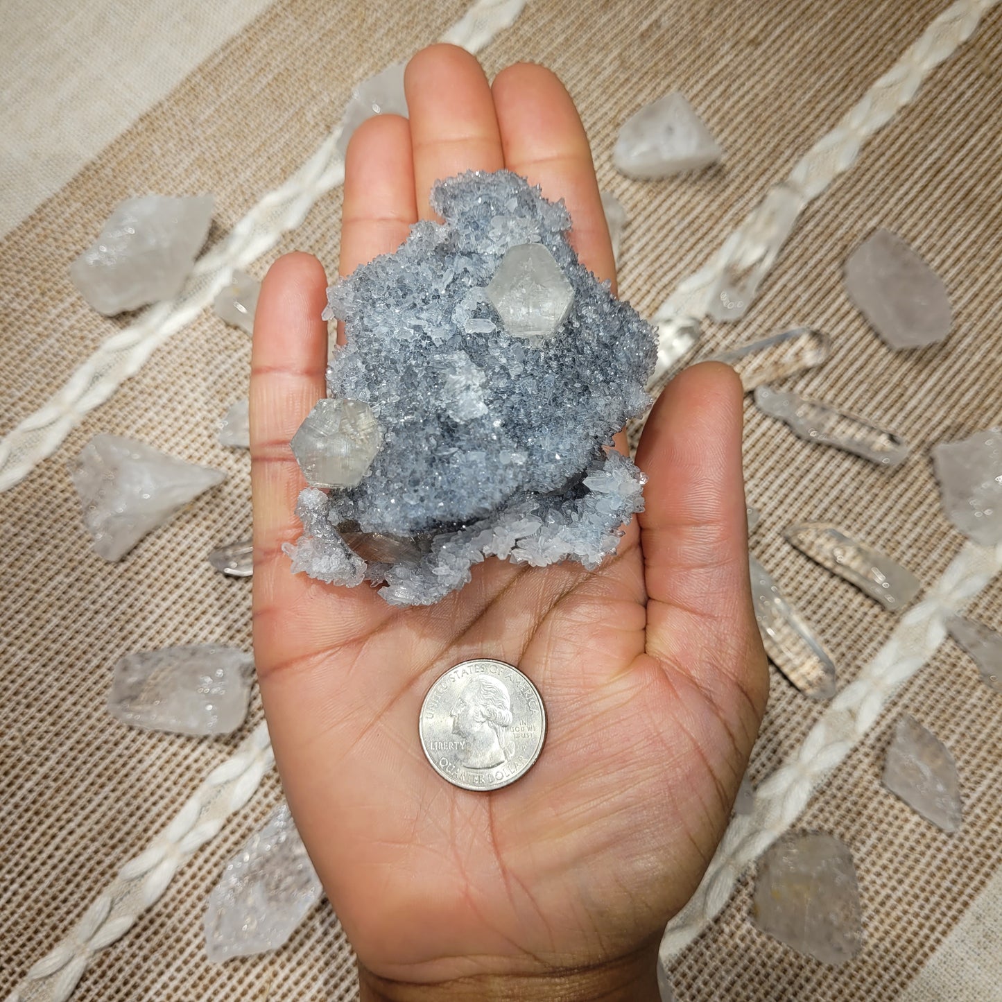 Quartz Fluorite Calcite Black Chalcedony Cluster