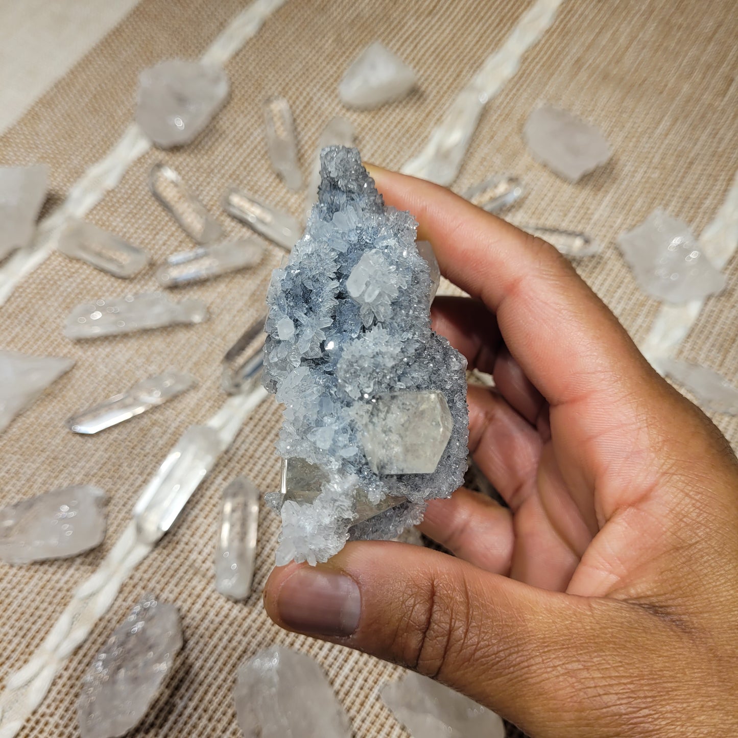 Quartz Fluorite Calcite Black Chalcedony Cluster