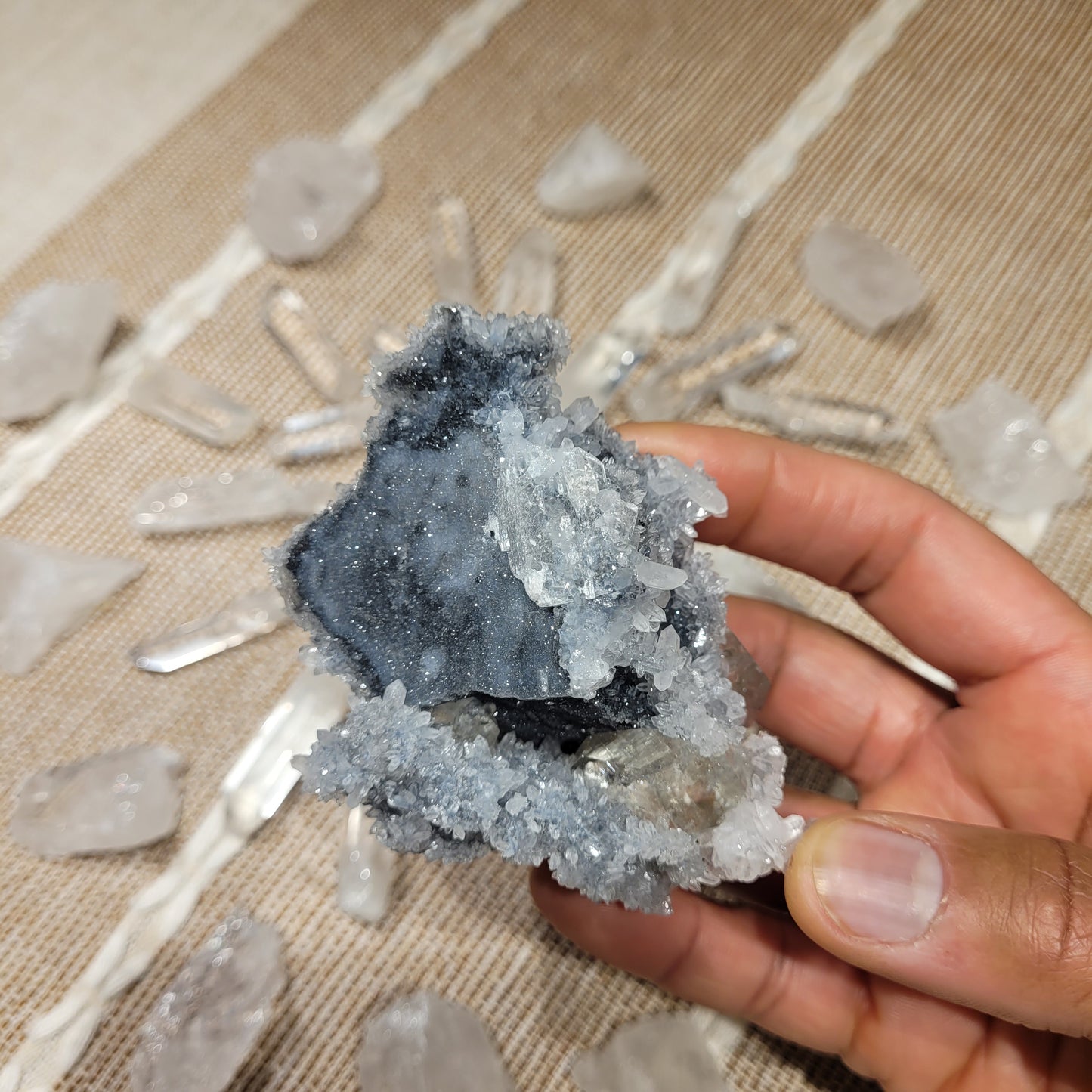 Quartz Fluorite Calcite Black Chalcedony Cluster