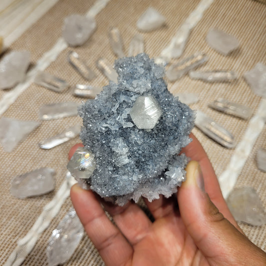 Quartz Fluorite Calcite Black Chalcedony Cluster
