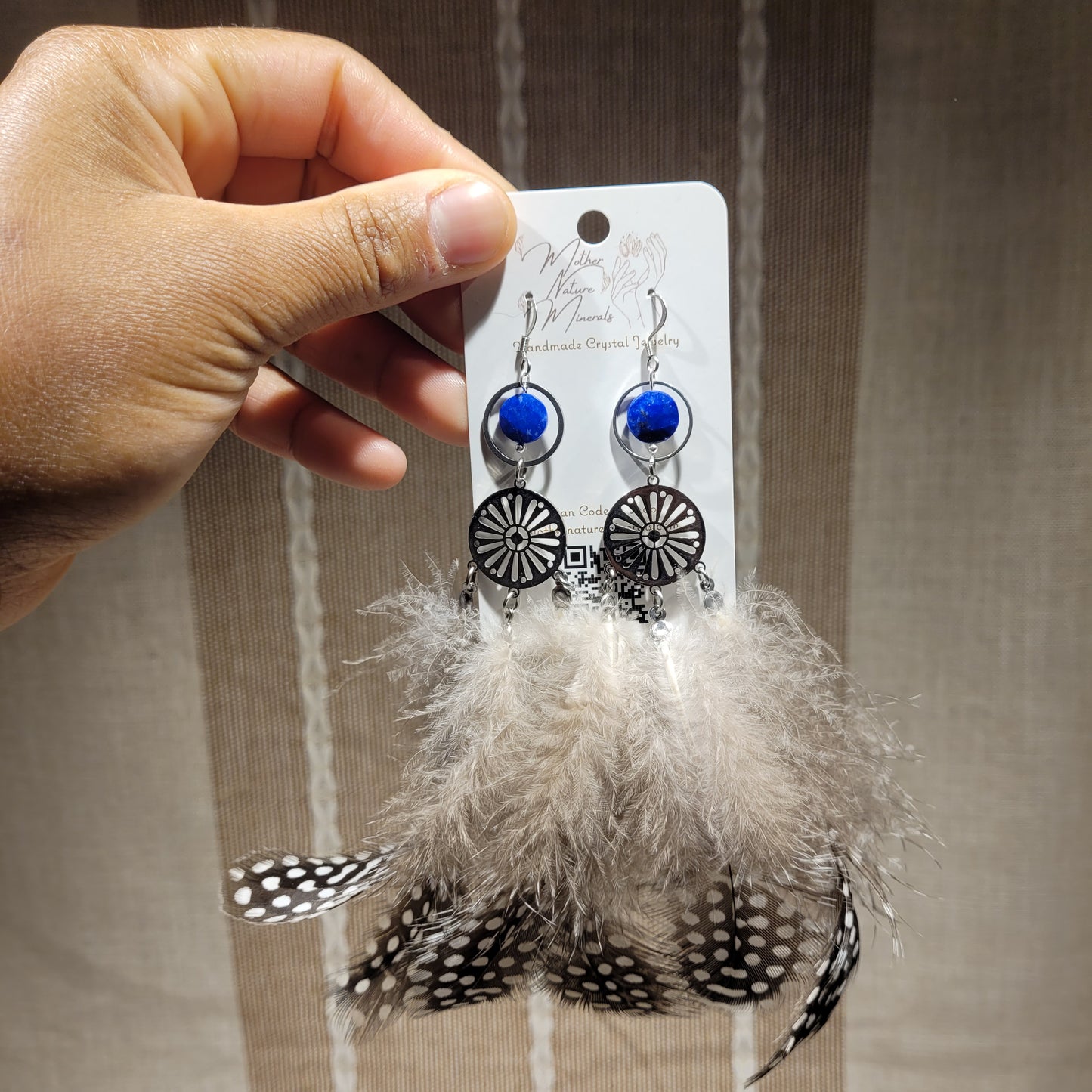 Lapis Lazuli Feather Earrings