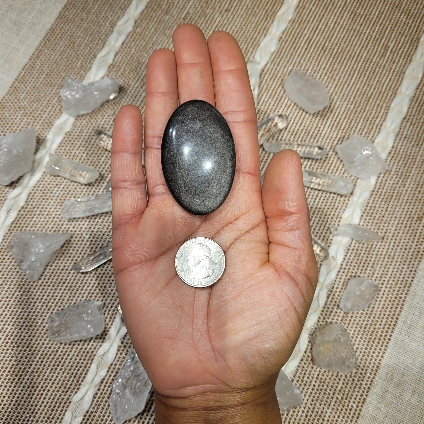Silver Sheen Obsidian Palmstone