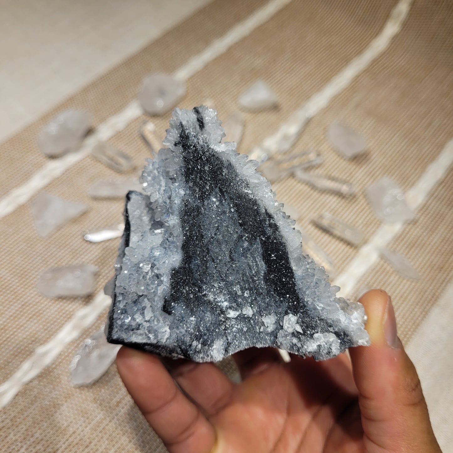 Quartz Fluorite Calcite Black Chalcedony Cluster