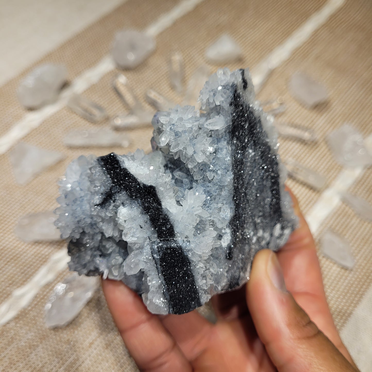 Quartz Fluorite Calcite Black Chalcedony Cluster