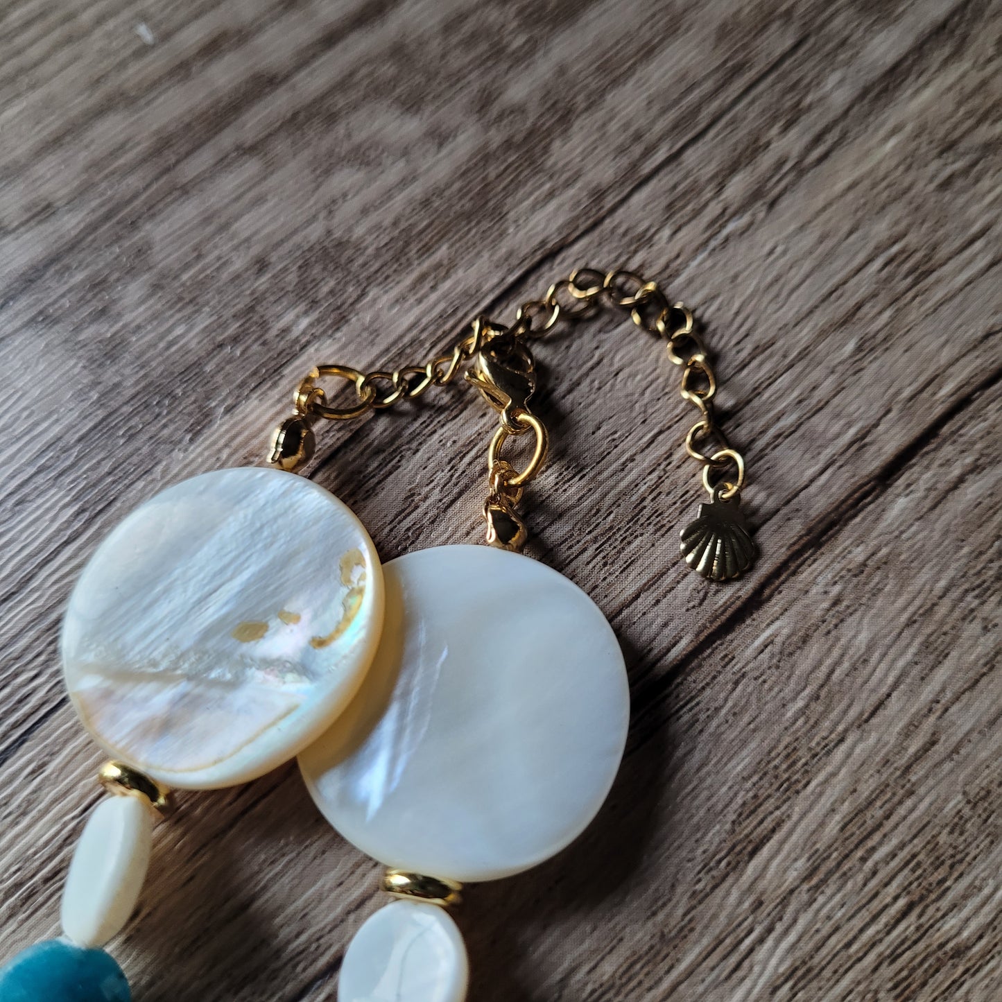 Blue Apatite Mother of Pearl Necklace