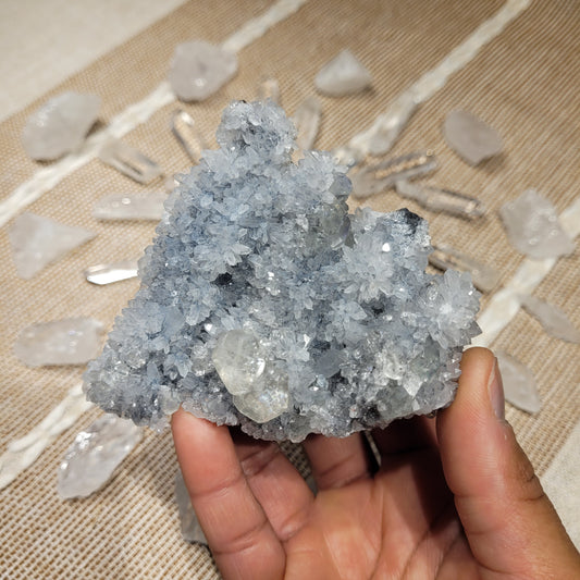 Quartz Fluorite Calcite Black Chalcedony Cluster