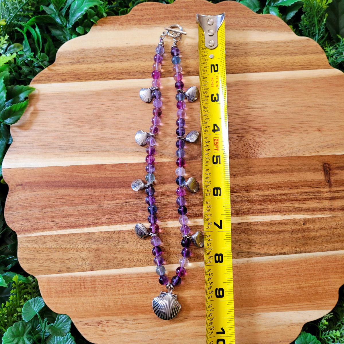 Rainbow Fluorite Clam Necklace