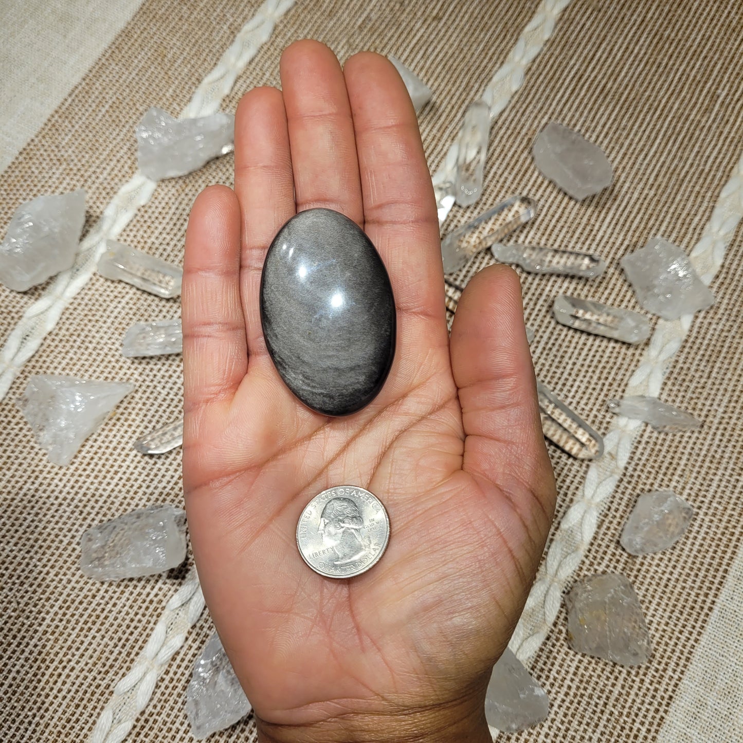 Silver Sheen Obsidian Palmstone