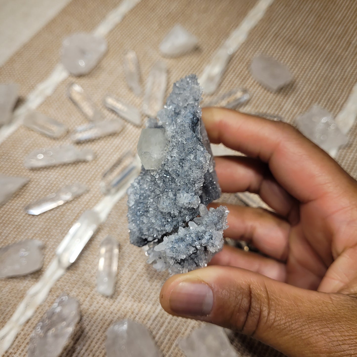 Quartz Fluorite Calcite Black Chalcedony Cluster