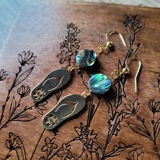 Handmade crystal rock stone steel earrings