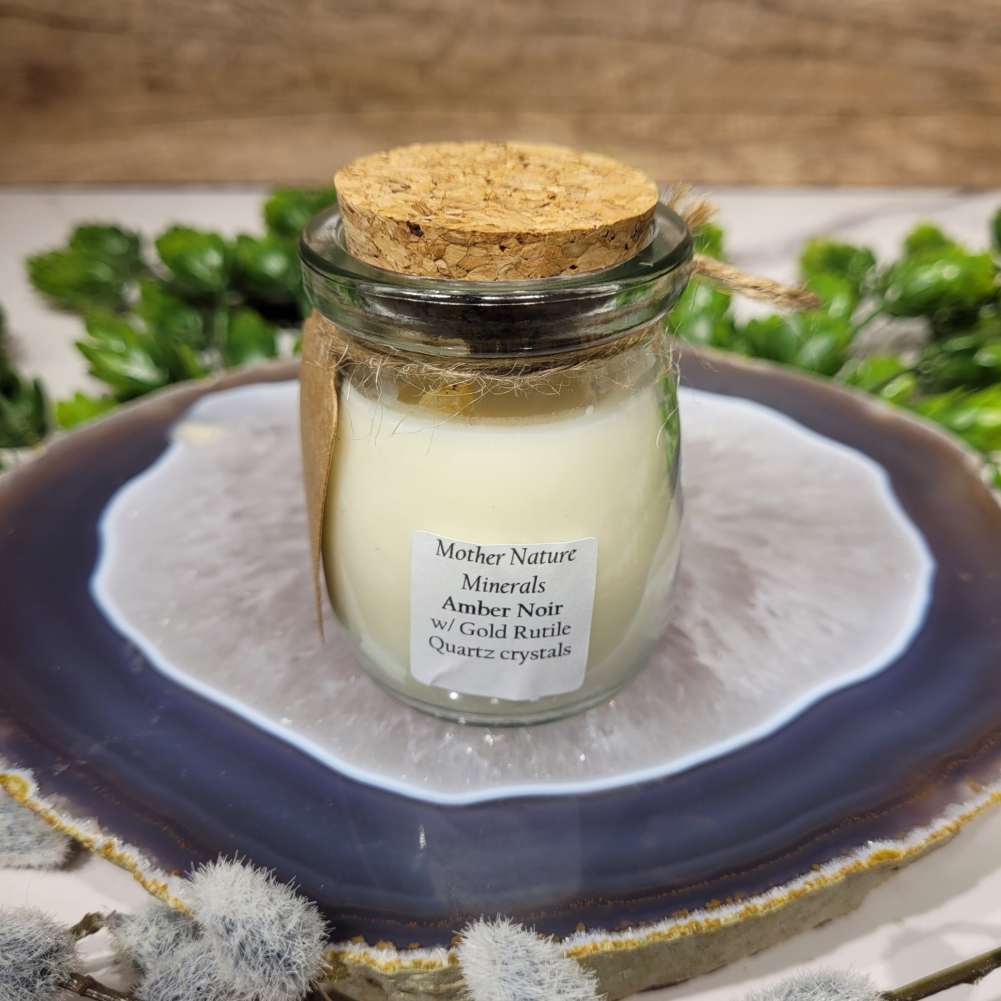 Handmade Soy amber noir crystal scented candle