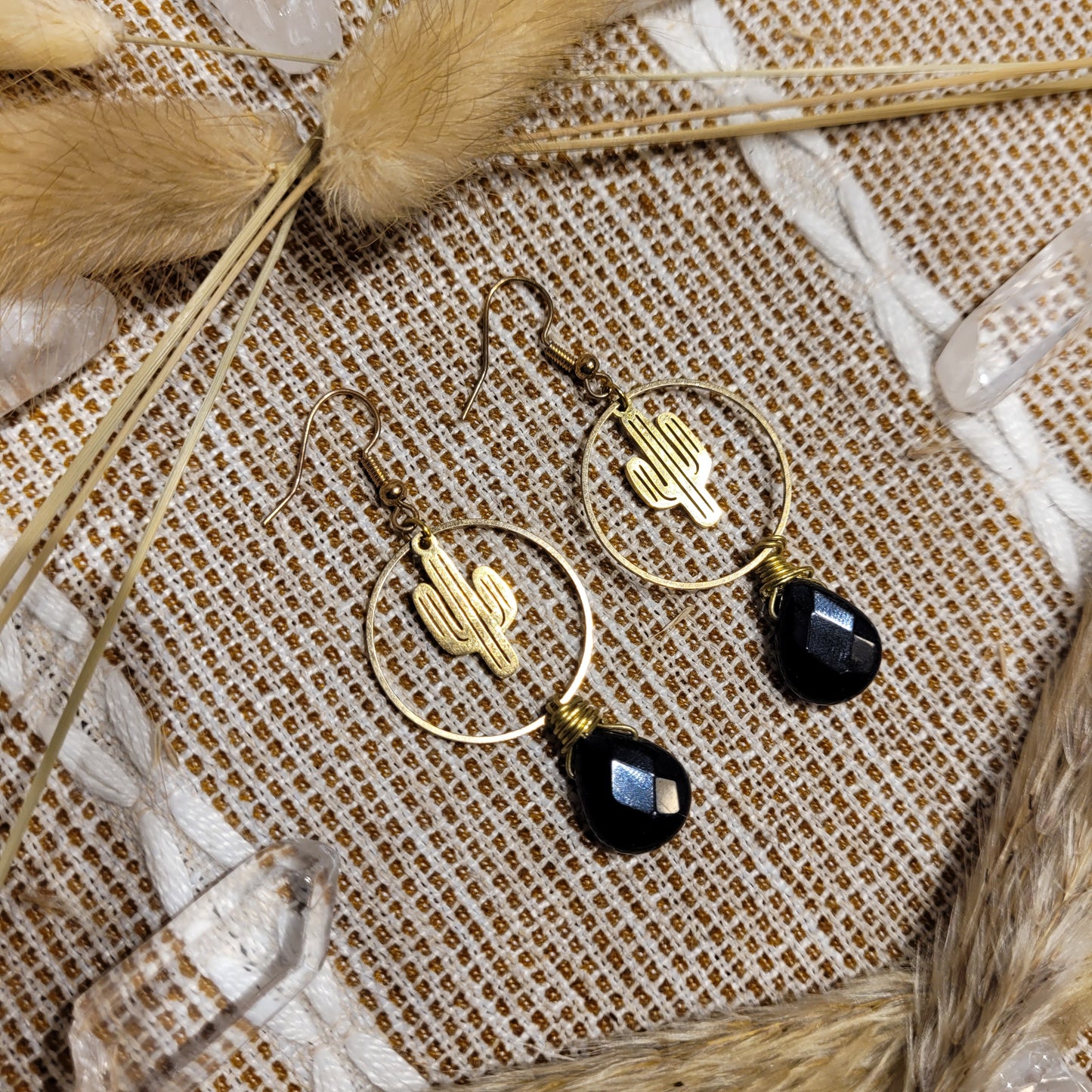 Handmade Brass Crystal Earrings