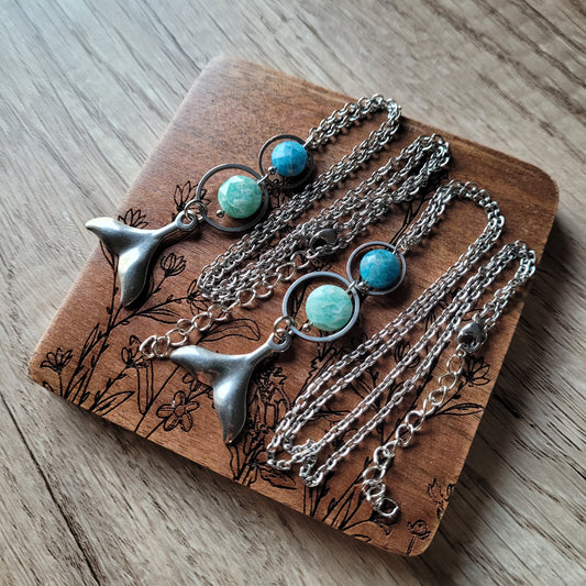 Handmade crystal rock stone steel necklace