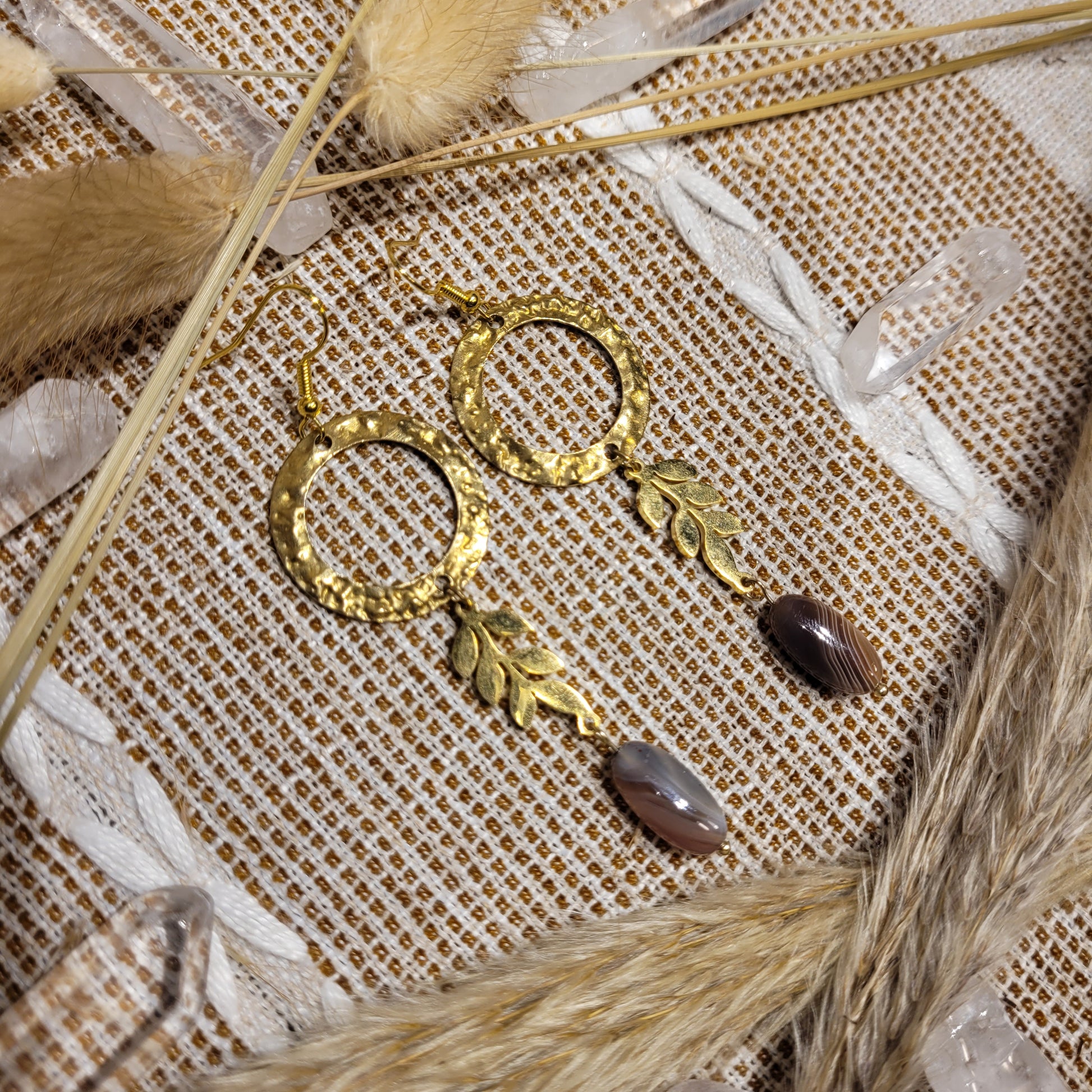 Handmade Crystal Brass Earrings