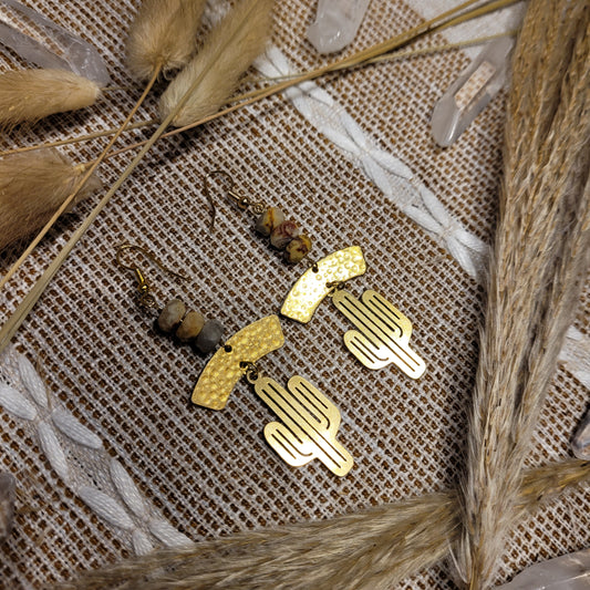 Handmade Crystal Brass Earrings