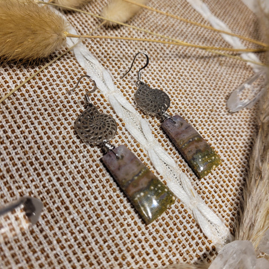 Handmade crystal stone rock earrings