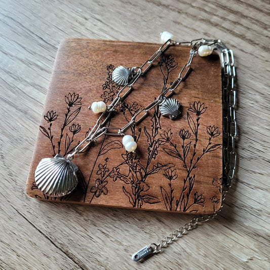 Handmade crystal rock stone steel necklace