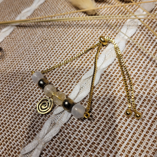Handmade citrine pyrite crystal jewelry bracelet