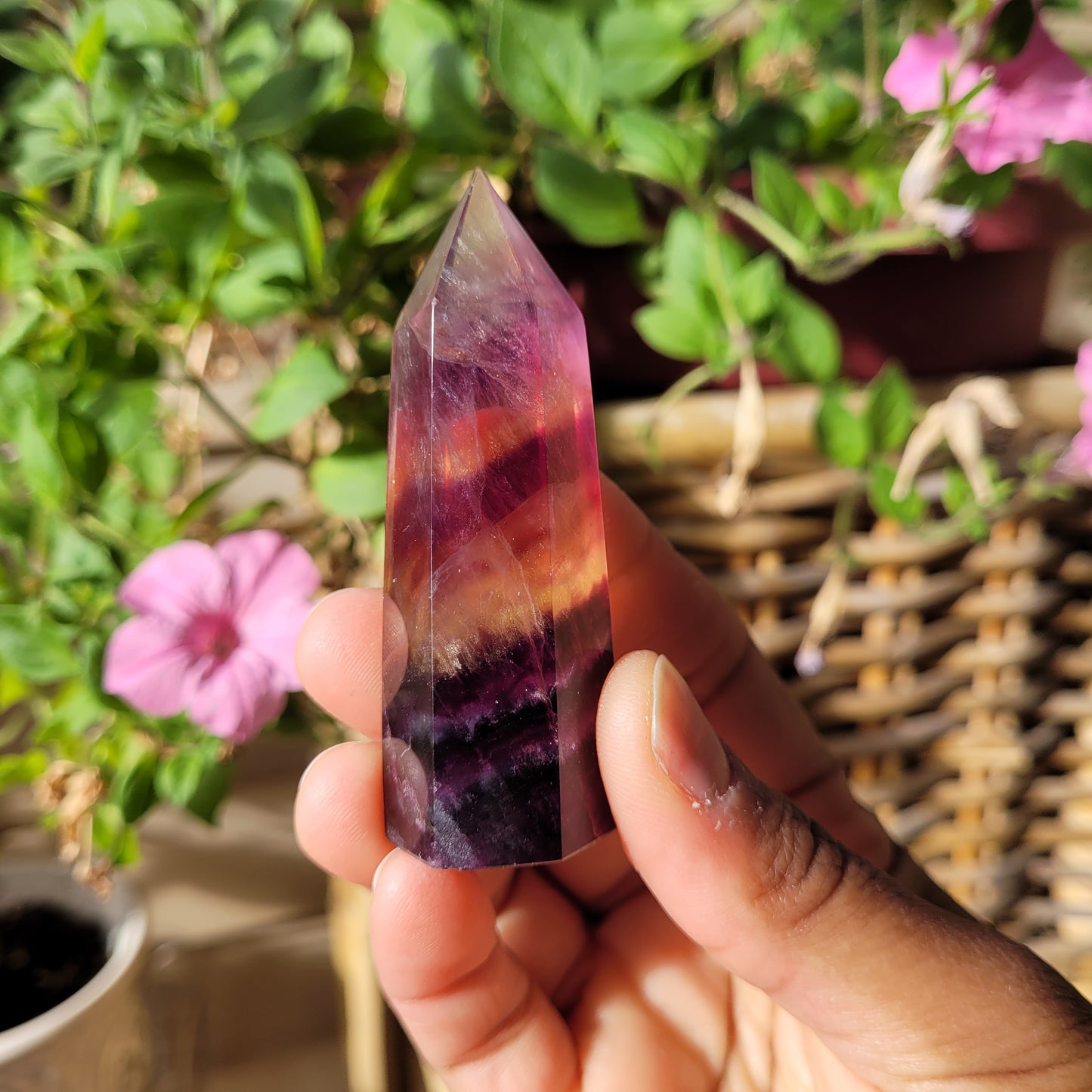 Rainbow Fluorite Crystal Tower