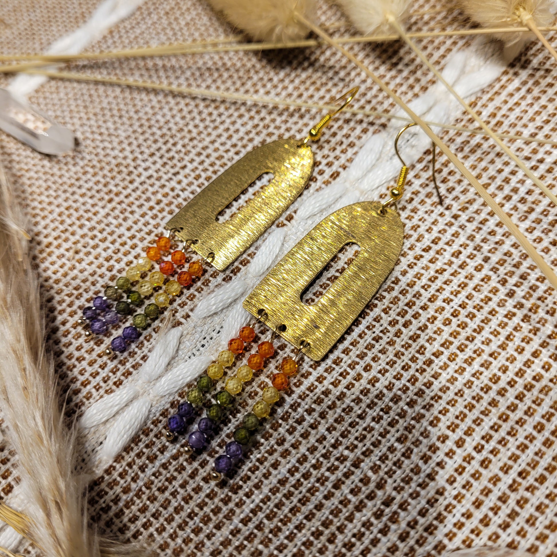 Handmade crystal stone rock earrings