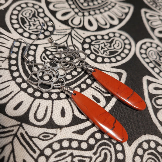 Handmade crystal stone rock earrings