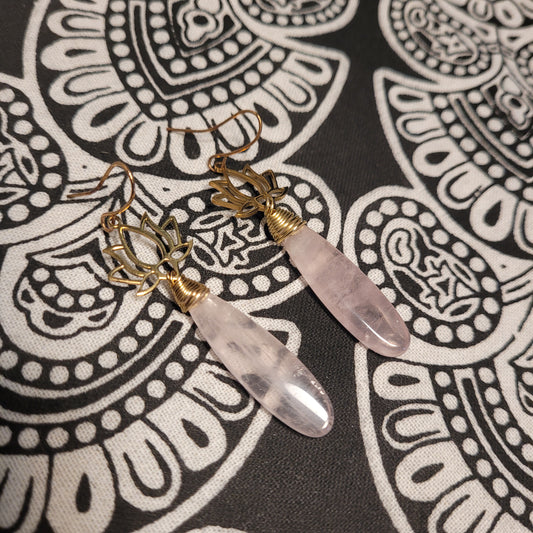 Handmade crystal stone rock earrings
